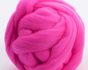 Merino Wool Top - 22.5 micron -Hot Pink - 4 ounces