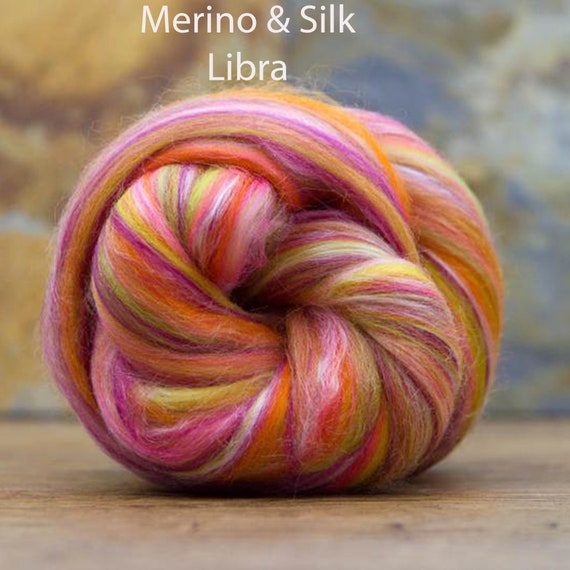 Merino & Silk Blend 70/30 Vibrant Color Blends, Libra/