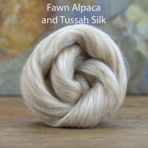 Fawn Alpaca and Tussah Silk Top / Roving - 4 ounces, Spinning Fiber