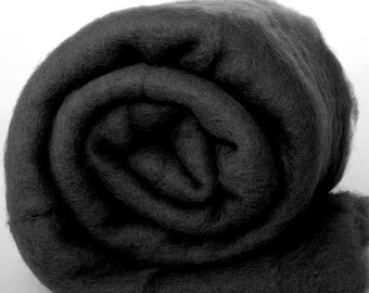 Carded Fiber Batt - NZ Perendale Wool - Black - 7 oz
