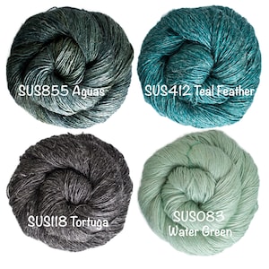 Malabrigo Susurro - Aguas / Teal Feather / Tortuga / Water Green / Mulberry Silk, Merino, and Linen Yarn