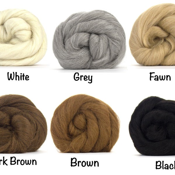 Baby Alpaca Top 4 oz avaliable - White / Grey / Fawn / Dark Brown / Brown / Black  - 4 ounces