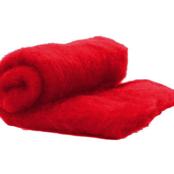 Carded Fiber Batt - Perendale Wool - Scarlet - 7 oz