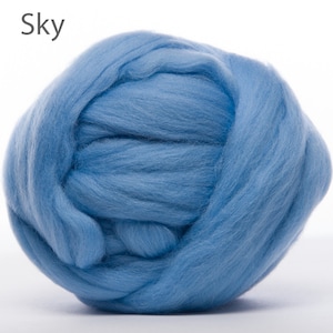 Merino Wool Top - 22.5 micron -Sky - 4 ounces