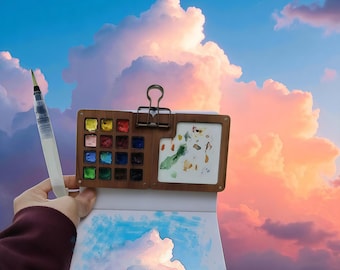 Schwarznuss Aquarell Palette, Go Paint Holz Gouache Palette Handwerk Geschenk, Aquarell Kit, Aquarell Geschenke, Geschenk für Maler / Frau / Sie