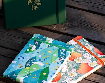 Caderno de desenho para viagens em aquarela, algodão prensado a frio, estampagem a quente gratuita.