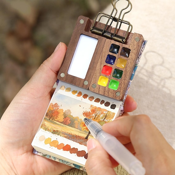 Portable watercolor set, Creative gift idea, Art supplies for journaling, Watercolor paint set, Travel art kit, Gift for artist / her / him