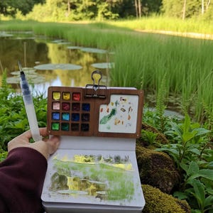 Set de acuarela portátil, herramienta de dibujo para viajes, regalo artístico para pintores, amantes de la papelería, suministros de arte compactos y creativos para viajes, regalos de Navidad.