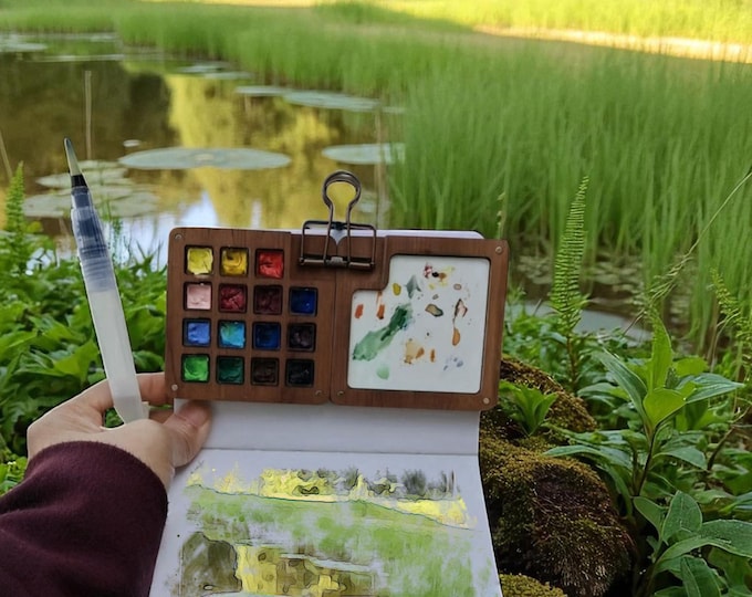 Portable watercolor set, Travel Sketch Tool, Art Gift for Painter, Stationery Lover, Compact & Creative Travel Art Supplies, Christmas gifts