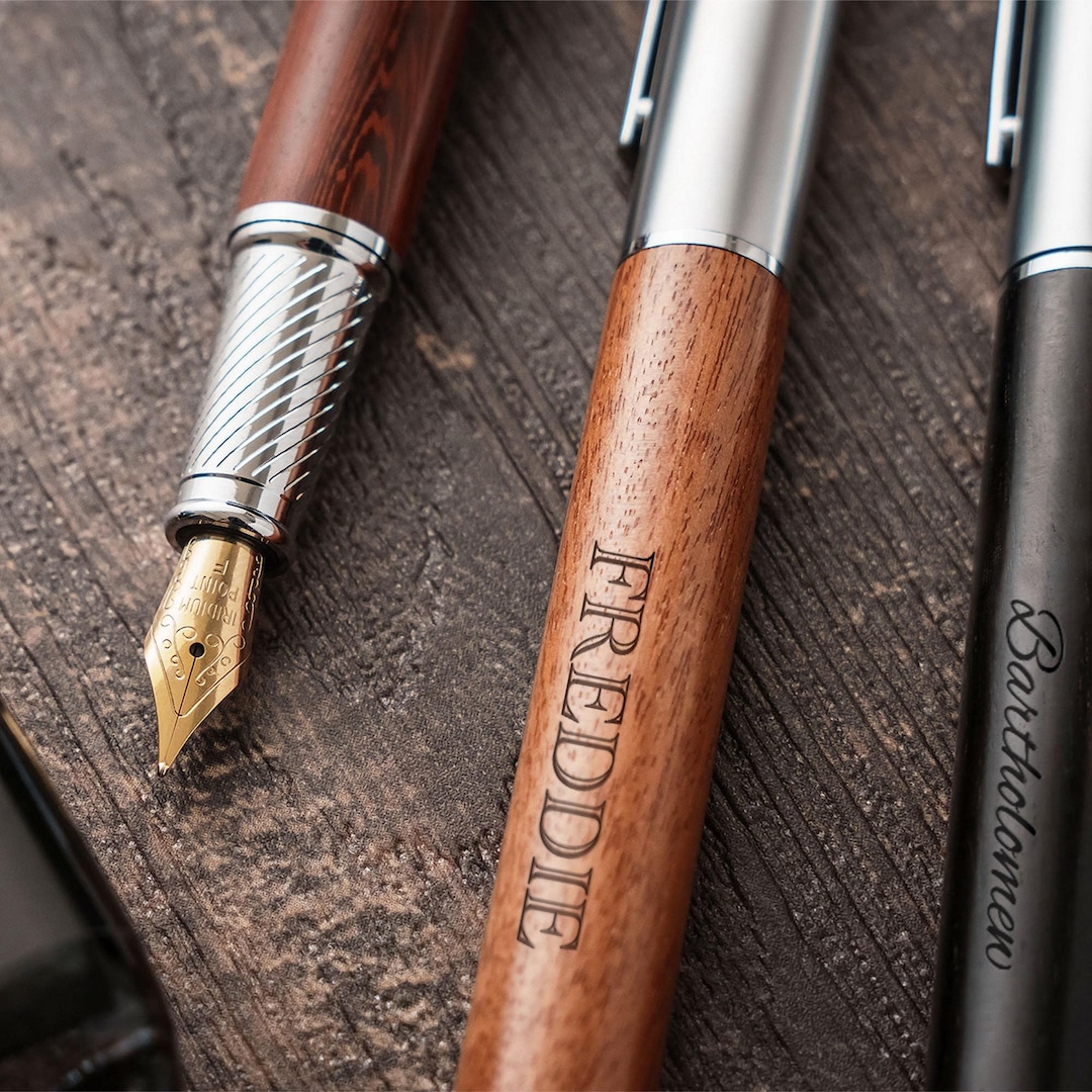 Personalized Wood Fountain Pen Set Monogrammed Ink Pen Set Engraved ...