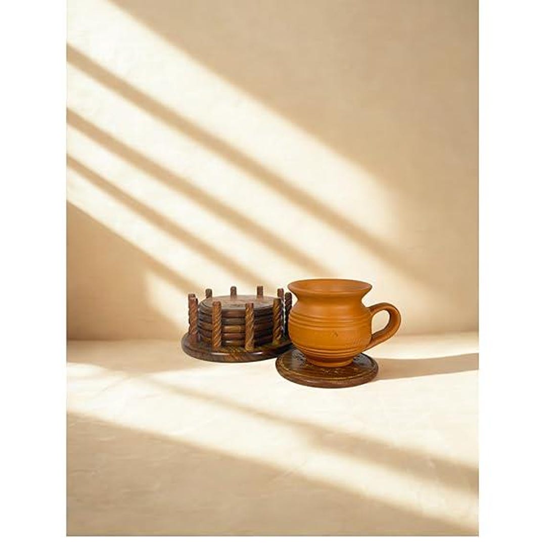 Handmade Wooden Tea Coasters | Natural Sheesham Wood | Elegant Table ...