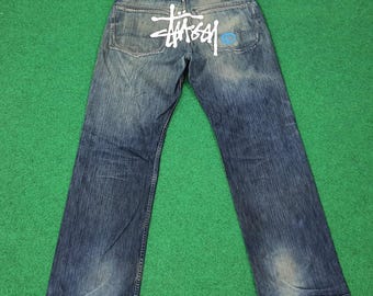 Vintage Stussy Rough Rugged Denim Skull Logo Jeans Pants - Etsy