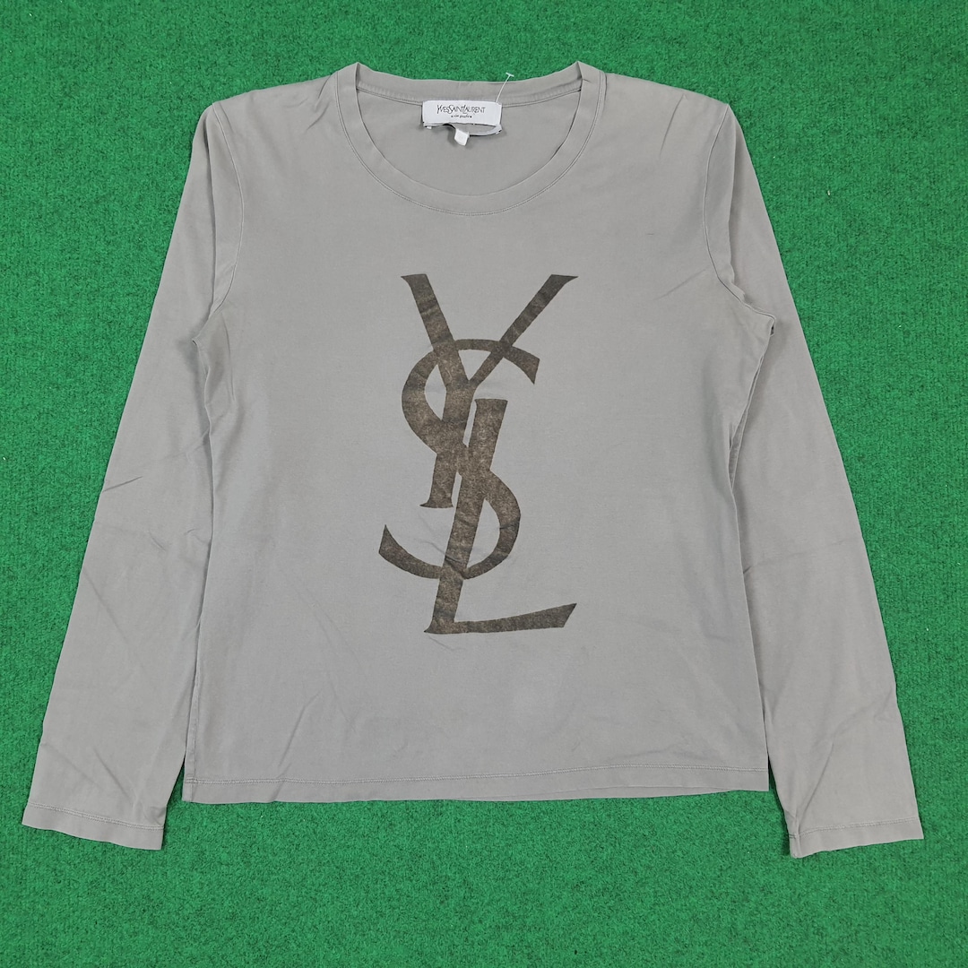 トップス 70s yves saint laurent  logo tee L Vintage YSL Yves Saint Laurent Logo Tshirt - Etsy
