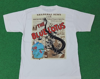 Maglietta vintage "Le avventure di Tintin il Loto Blu"