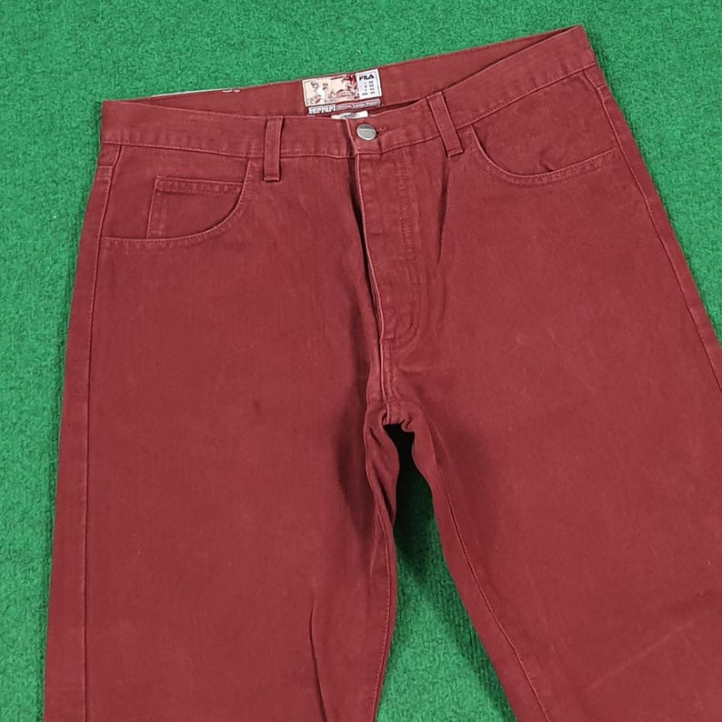 Vintage Rare FERRARI x FILA Red Denim Pants Italy image 5