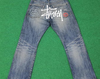 Vintage Stussy Rough Rugged Denim Skull Logo Jeans Pants - Etsy