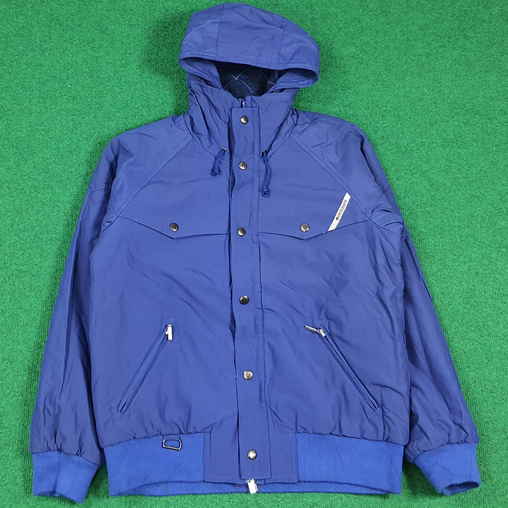 Vintage 90s Descente Reversible Flannel Custom Skull Logo Jacket