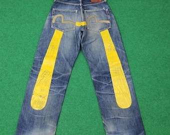 ヴィンテージ EVISU デニムジーンズ W32: 刺繍入りカモメバック
