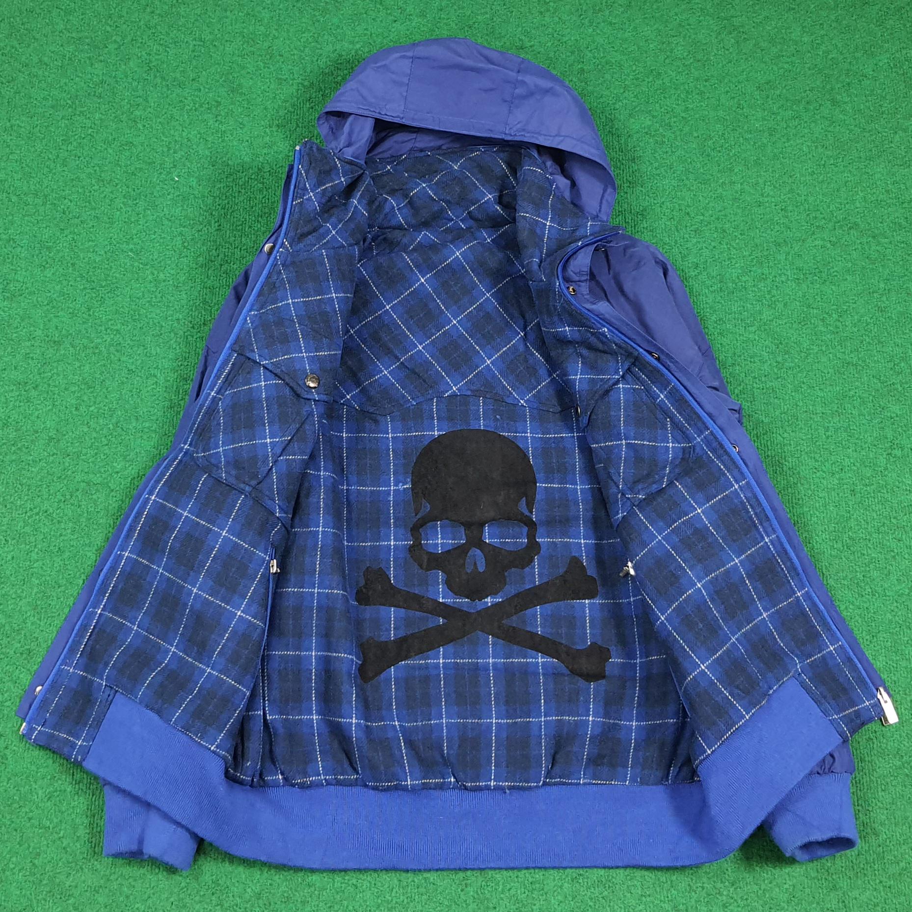 Vintage 90s Descente Reversible Flannel Custom Skull Logo Jacket