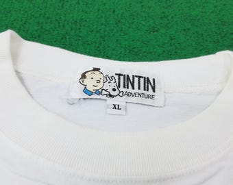 T-shirt Vintage Tintin Le Lotus Bleu - Taille L - Années 1990 - Occasion Très Bon état