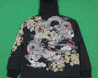 Vintage Cure All Japan Dragon Embroidery Hoodie