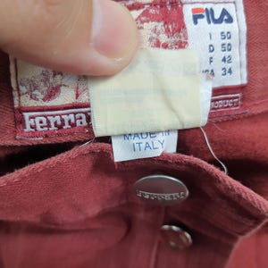 Vintage Rare FERRARI x FILA Red Denim Pants Italy image 10
