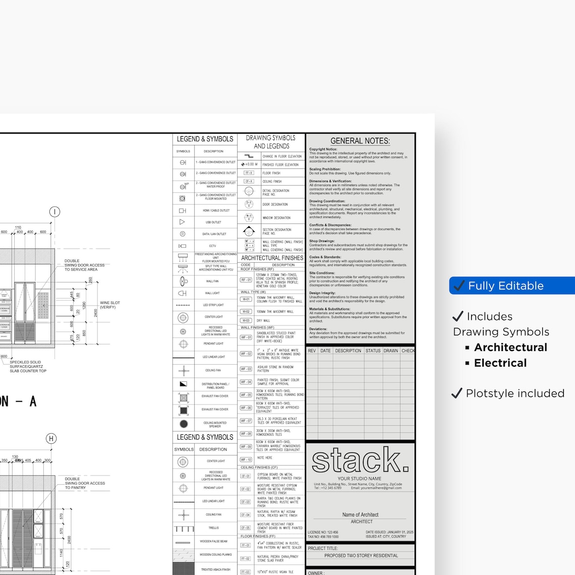 Autocad Template Example Autocad Title Block Template: Customizable Architect Drawings (DWG File ...
