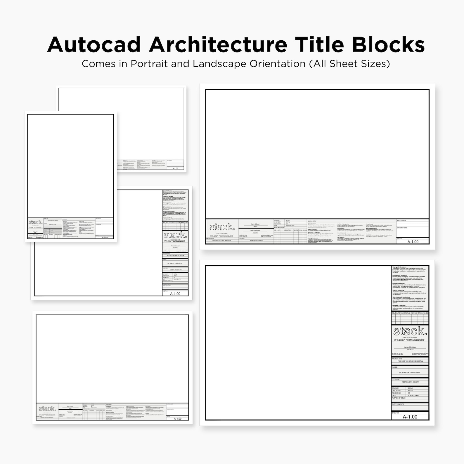 Autocad Template Example Autocad Title Block Template: Customizable Architect Drawings (DWG File ...