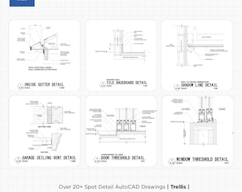 Architectural Residential Details Pack | Trellis, Staircase, Ceiling (DWG Files) Spot Drawings | AutoCAD Interior Detail