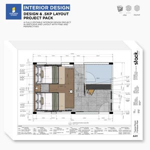 Komplett SketchUp + Layoutprojektpaket | Integritet och inredning, fasader, detaljer | Mall för inredning