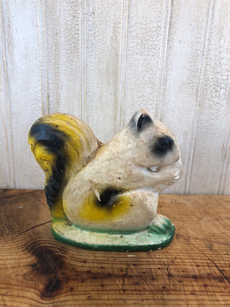 Vintage Plaster Carnivalware Squirrel Figurine