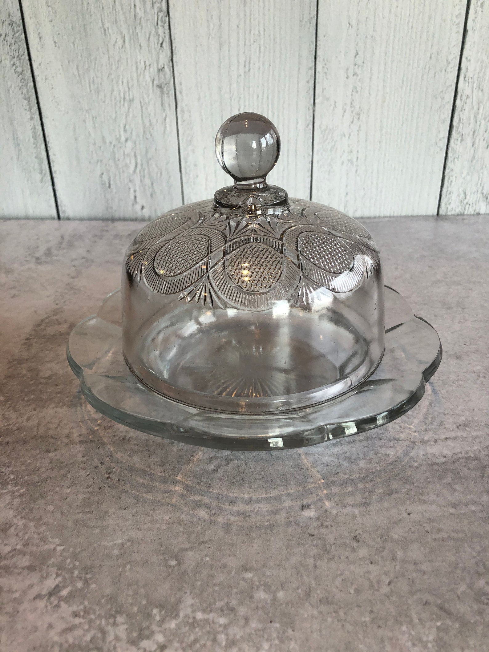 Vintage Cut Glass Cheese Dome with Base Etsy