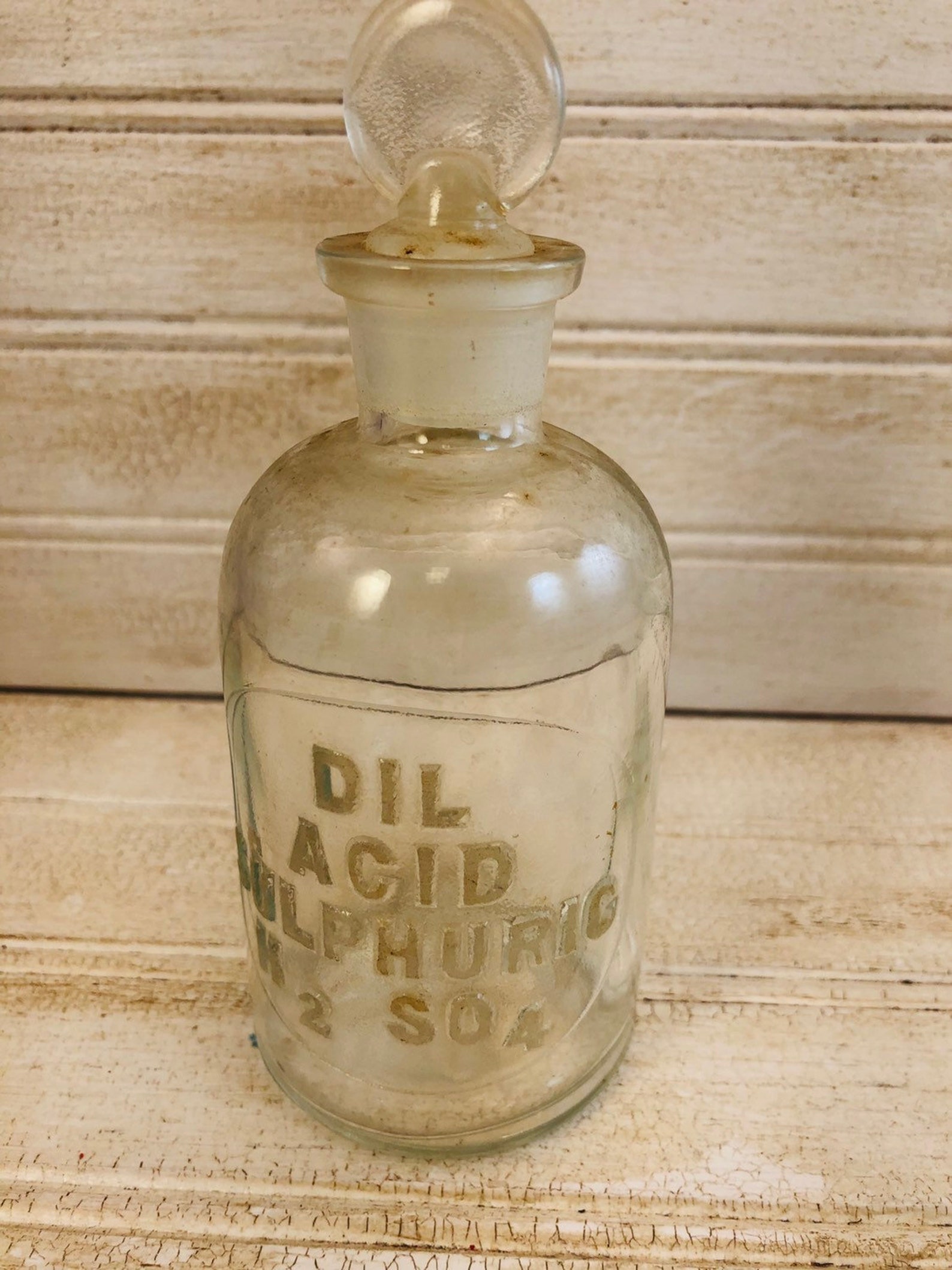 Vintage Chemists Sulphuric Acid Bottle with Stopper Etsy