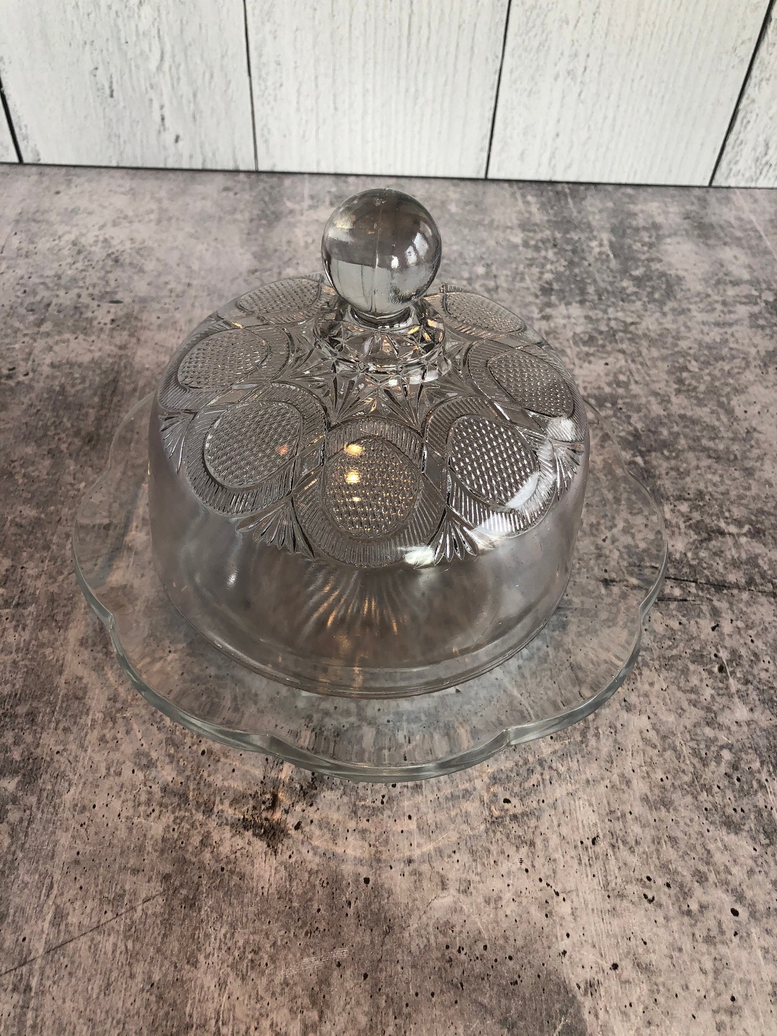 Vintage Cut Glass Cheese Dome with Base Etsy