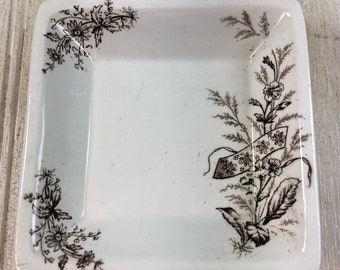 Vintage Brown Transferware Butter Pat