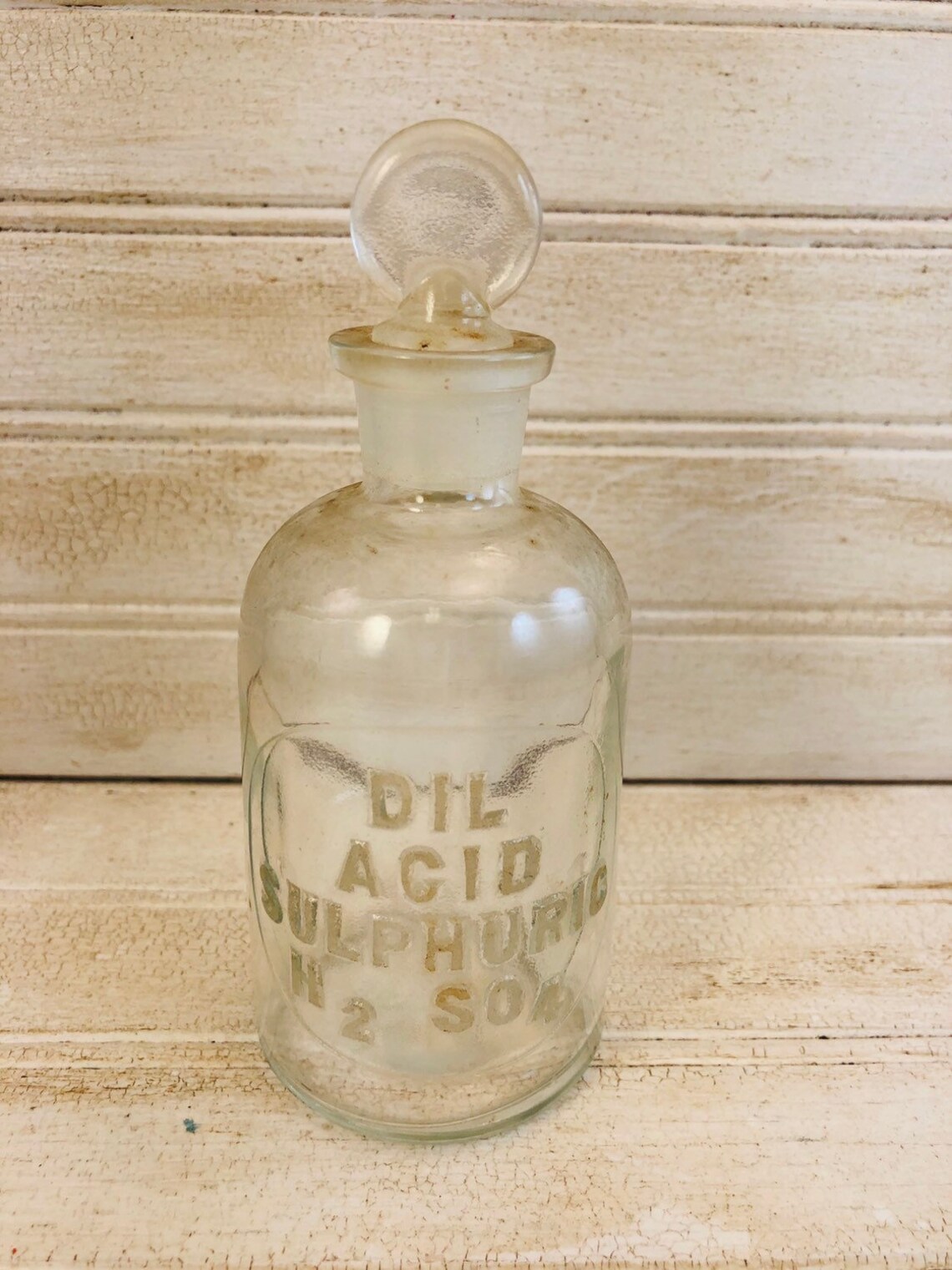 Vintage Chemists Sulphuric Acid Bottle with Stopper Etsy