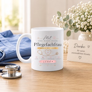 Personalisierte Tasse Pflegefachfrau | Geschenk zum bestandenen Examen | Pflege Abschluss Geschenk mit Name | Examen 2026
