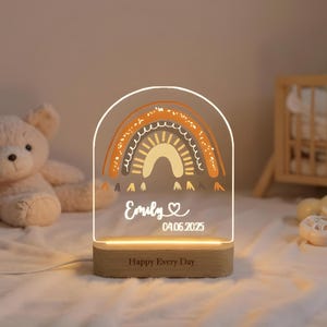 Custom Night Light for Baby Girl, Custom Name Rainbow Lamp, Toddler Bedside Night Light, Gift for Birth, Baby Nursery Decor, New Baby Gifts