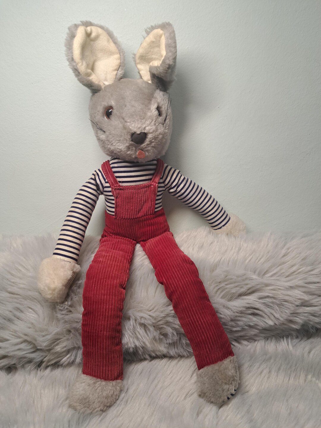 Vintage 1980s Long Leg Bunny Plush, 17
