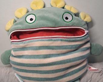 Vintage 2014 Schmidt Spiele Worry Eater Schnulli Plush, Sorgenfresser Monster Stuffed Animal with Zipper Mouth, Therapy Toy, Anxiety Relief