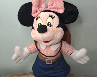 Peluche Minnie Mouse Cowgirl Vintage Disney – Exclusivité Disneyland Paris – 38 cm – Objet de collection style western – Souvenir Disney rétro des années 90