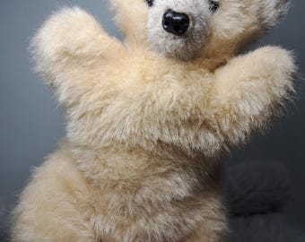 Vintage 1985 Covent Garden Ann-Y-Mates Teddy Bear Hand Puppet, Made in England, 32cm Plush Toy, Collectible British Puppet, Retro Toy
