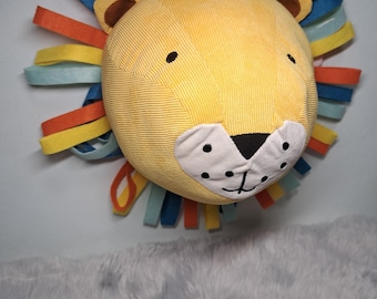 Corduroy Lion Wall Mount Decor, Nursery Animal Head Wall Art, Safari Nursery Theme Decor, Plush Lion Head for Kids Room, Faux Taxidermy