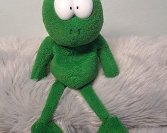 Vintage 1996 Carte Blanche Roger the Frog Plush | 90s Bean Bag Stuffed Animal | Retro Long Legged Froggie Toy Collectible 23cm