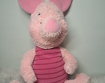 Large Disney Store London Piglet Plush 17" (44cm) – Soft Curly Fur Winnie the Pooh Piglet Stuffed Animal Collectible