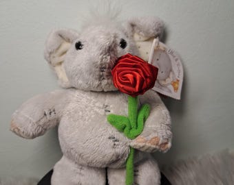 Vintage Elliot & Buttons Elephant Plush 2009 Xpressions Gift Co with Rose Gift Tag