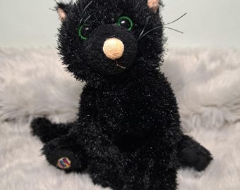 Rare Vintage Webkinz Black Cat Plush HM135 by Ganz 2007 - Collectible Halloween Kitty - No Code