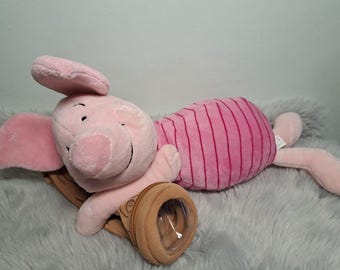 Peluche raro de Piglet de Disney con estuche para lápices, 36 cm (14"), colección vintage de 1906, peluche de Winnie the Pooh, difícil de encontrar.