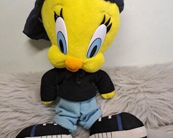 Peluche Tweety Bird vintage Looney Tunes Hip Hop 1998 | Peluche Tweety Bird style streetwear années 90, objet de collection