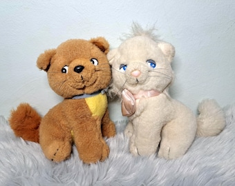 Rare Vintage Aristocats Plush Set 1970s, Walt Disney Productions Marie and Toulouse Sitting Couple